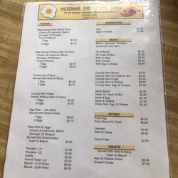 Hutchins Snack Bar - Breakfast menu
