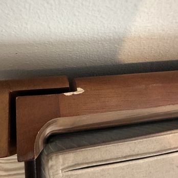 Bellhop Moving - Our headboard with a giant chip and not sitting right in the frame due to it being warped - Movers Near Me - Denver, Colorado Bellhop Moving - Our headboard with a giant chip and not sitting right in the frame due to it being warped - Movers Near Me - Denver, Colorado
