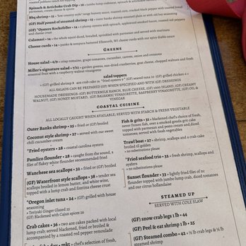 Miller's Waterfront Restaurant - Menu - Seafood Near Me - Nags Head, North Carolina Miller's Waterfront Restaurant - Menu - Seafood Near Me - Nags Head, North Carolina