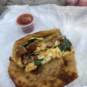 Taco Billy - Build Your Own Taco (eggs, veggie chorizo, and spinach on a plantain tortilla) - Breakfast & Brunch Near Me - Asheville, North Carolina Taco Billy - Build Your Own Taco (eggs, veggie chorizo, and spinach on a plantain tortilla) - Breakfast & Brunch Near Me - Asheville, North Carolina