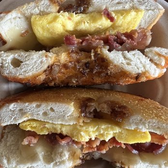 Grounds Coffee - Build your own bagel with egg, cheese and bacon on a bacon chive cheddar bagel - Coffee & Tea Near Me - Seattle, Washington Grounds Coffee - Build your own bagel with egg, cheese and bacon on a bacon chive cheddar bagel - Coffee & Tea Near Me - Seattle, Washington