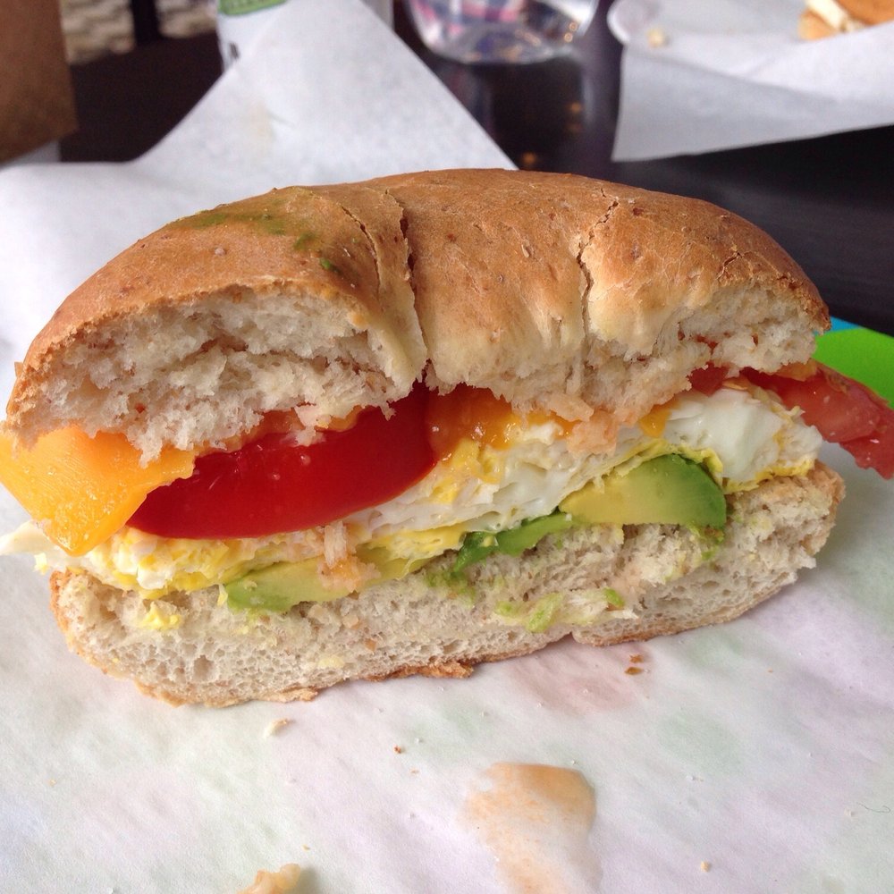 Rusty Cup - Breakfast sandwich on 7 grain bagel with tomato and avocado - Coffee & Tea Near Me - Astoria, Oregon Rusty Cup - Breakfast sandwich on 7 grain bagel with tomato and avocado - Coffee & Tea Near Me - Astoria, Oregon
