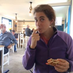 The Whale Tale - Wifey enjoying her avo and tomato bagel.