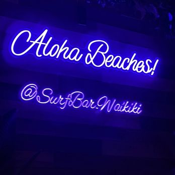 Surf Bar Waikiki - Welcome sign - Cocktail Bars Near Me - Urban Honolulu, Hawaii