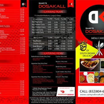 Samy’s Dosakall - Togo menu page 2 - Indian Near Me - Houston, Texas Samy’s Dosakall - Togo menu page 2 - Indian Near Me - Houston, Texas