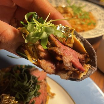 Colette at The Phipps - tacos lust with edible Gold flake - French Near Me - San Antonio, Texas