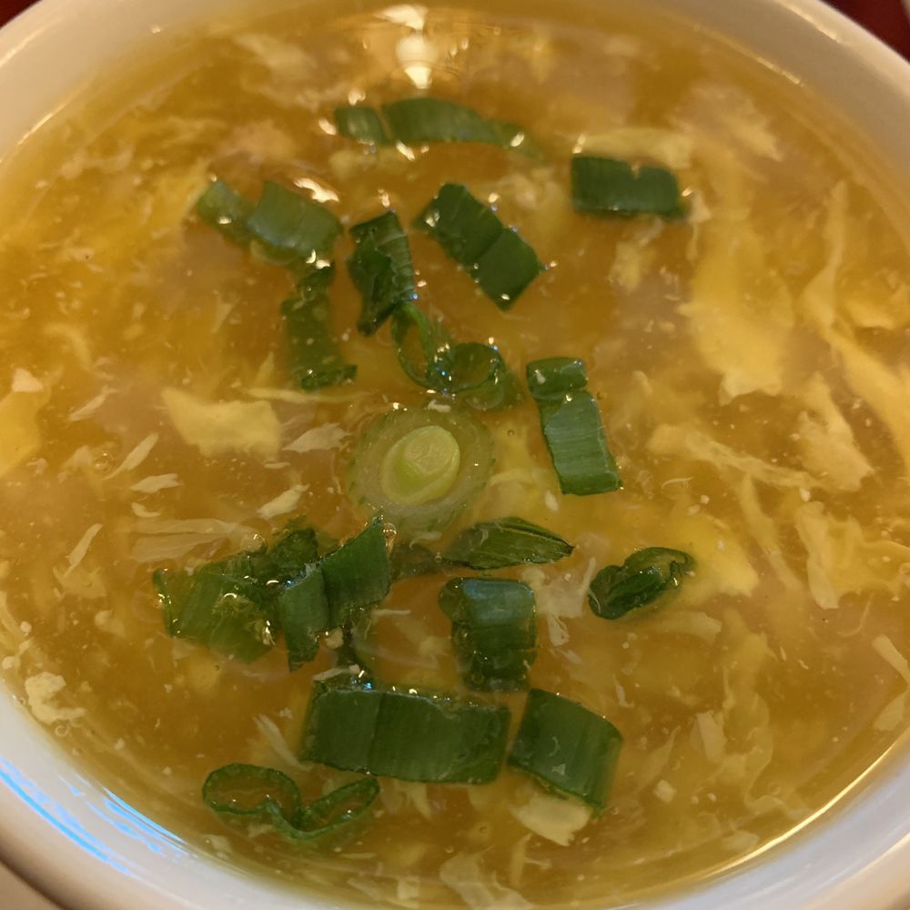 Blazing Noodles - Egg Drop Soup with Ground Chicken. Different vibe with the little bits of chicken in it. - Thai Near Me - Temecula, California Blazing Noodles - Egg Drop Soup with Ground Chicken. Different vibe with the little bits of chicken in it. - Thai Near Me - Temecula, California