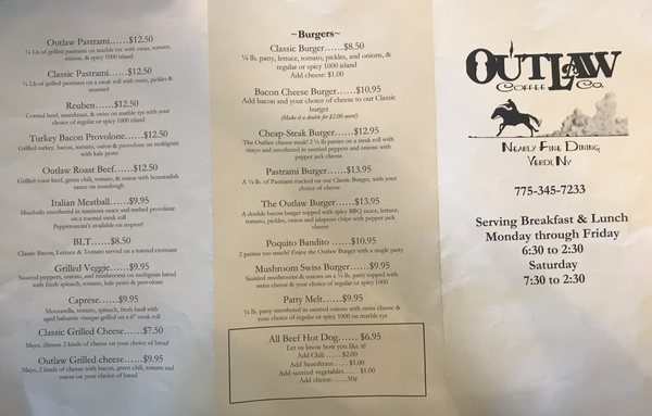 Menu photo 6 Outlaw Coffee Cafe Verdi, NV