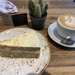 Carrot Lemon Cake & a cappuccino