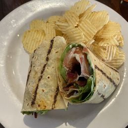 Gluten free BLT wrap and lays plain potato chips
