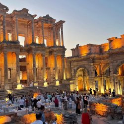 Belle Vie Travel - Dinner at the Library of Ephesus in Turkey.