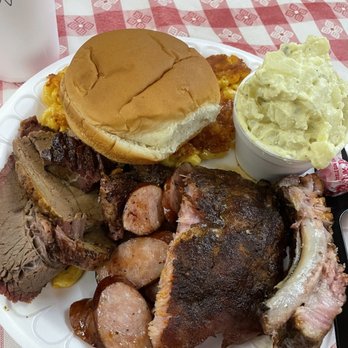 Delauders BBQ - 3 Meat Plate (subbed pulled pork for brisket) - Barbeque Near Me - Sevierville, Tennessee Delauders BBQ - 3 Meat Plate (subbed pulled pork for brisket) - Barbeque Near Me - Sevierville, Tennessee