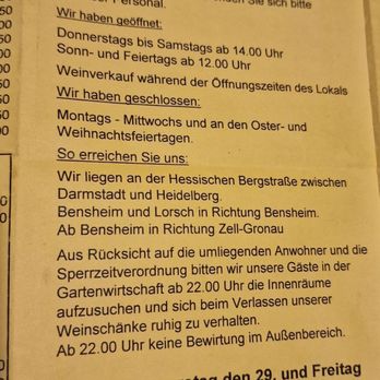Weinschänke Götzinger - Öffnungszeiten - Wineries Near Me - Bensheim, HE
