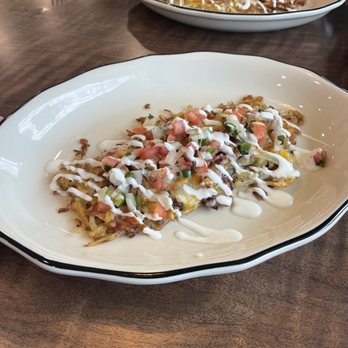 Sunny Side Cafe - Loaded hash browns Loaded Hash with Cheese, Pico De Gallo, & Bacon - Breakfast & Brunch Near Me - Seal Beach, California Sunny Side Cafe - Loaded hash browns Loaded Hash with Cheese, Pico De Gallo, & Bacon - Breakfast & Brunch Near Me - Seal Beach, California