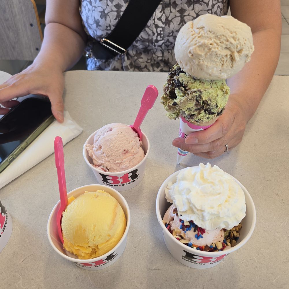 Baskin Robbins - Clockwise: Pistachio Chocolate Bar and Jamoca Cone; Very Berry Strawberry Sundae; Tropical Mango Cup; Very Berry Strawberry Cup - Ice Cream & Frozen Yogurt Near Me - Little Ferry, New Jersey Baskin Robbins - Clockwise: Pistachio Chocolate Bar and Jamoca Cone; Very Berry Strawberry Sundae; Tropical Mango Cup; Very Berry Strawberry Cup - Ice Cream & Frozen Yogurt Near Me - Little Ferry, New Jersey