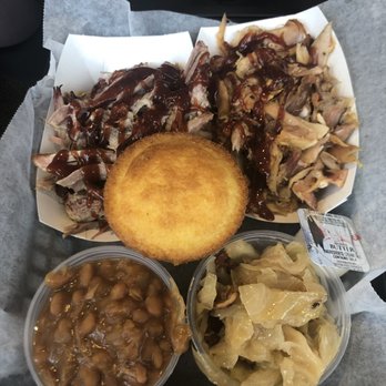 Hawg Heaven - Two meat platter, baked beans also had pulled pork in the mix loved the combination - Barbeque Near Me - Kokomo, Indiana