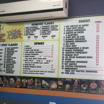 Crazy About Mangonadas - Interior menu - Shaved Ice Near Me - Weslaco, Texas Crazy About Mangonadas - Interior menu - Shaved Ice Near Me - Weslaco, Texas