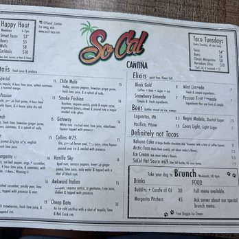 SoCal Cantina - Menu as of 7/6/24 - Cocktail Bars Near Me - Miami, Florida