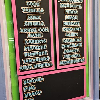 Raspados Esmeralda - Menu of flavors - Ice Cream & Frozen Yogurt Near Me - Indio, California Raspados Esmeralda - Menu of flavors - Ice Cream & Frozen Yogurt Near Me - Indio, California