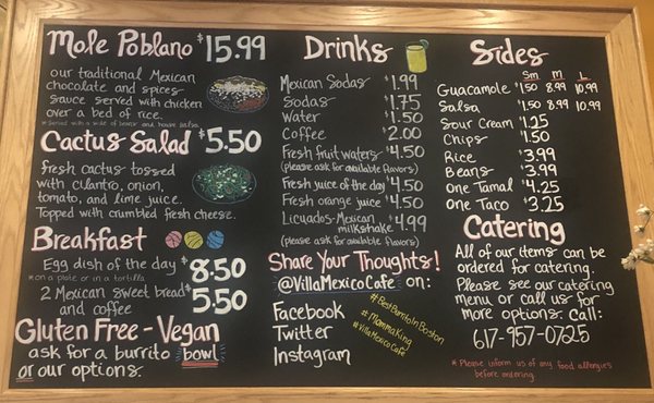 Menu photo 4 Villa Mexico Cafe Boston, MA
