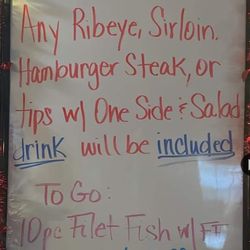 The Steakhouse - Saturday menu