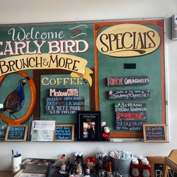 Early Bird - Specials/message board behind register. - New American Near Me - Fullerton, California