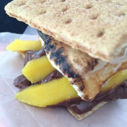 A Chef In My Kitchen Catering - Toasted local mango and homemade marshmallows s'mores.