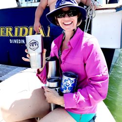 Captain K-Dog Cruises - Guest Tara staying hydrated.