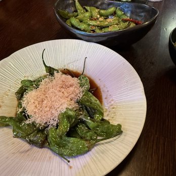 Kimu Sushi - Shishito peppers and spicy garlic edamame - Sushi Bars Near Me - Long Beach, California Kimu Sushi - Shishito peppers and spicy garlic edamame - Sushi Bars Near Me - Long Beach, California