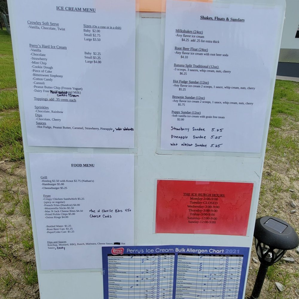 The Ice-Burgh - Menu board, Cash Only! - Food Trucks Near Me - Middleburgh, New York The Ice-Burgh - Menu board, Cash Only! - Food Trucks Near Me - Middleburgh, New York