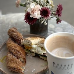 Laguna Coffee Company - Churros, Egg porch Bagel and Mexican Latte