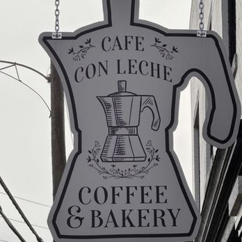 Cafe Con Leche Coffee & Bakery - a sign for a coffee shop - Sandwiches Near Me - Woodbury, Georgia