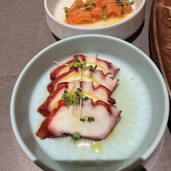 Seven Sushi & Robata - Truffle salmon and octopus Crudo - Sushi Bars Near Me - Houston, Texas Seven Sushi & Robata - Truffle salmon and octopus Crudo - Sushi Bars Near Me - Houston, Texas