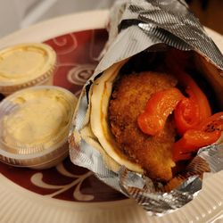 Old Village Grill - Crab Cake Gyro with Seaside Tzatziki