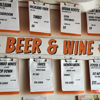 Proudly Serving - Menu - beer (top) and wine (bottom) - Burgers Near Me - Hermosa Beach, California Proudly Serving - Menu - beer (top) and wine (bottom) - Burgers Near Me - Hermosa Beach, California