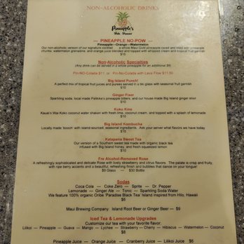 Pineapples Island Fresh Cuisine - Non-Alcoholic Drinks Menu 12/2025 - New American Near Me - Hilo, Hawaii Pineapples Island Fresh Cuisine - Non-Alcoholic Drinks Menu 12/2025 - New American Near Me - Hilo, Hawaii