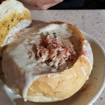 Brad's Restaurant - Crab meat on clam chowder in bread bowl - Seafood Near Me - Pismo Beach, California