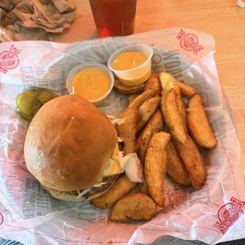 Fuddruckers - 2/3 LB Hamburger Swiss Cheese Fudd Fries - Burgers Near Me - Greenville, South Carolina Fuddruckers - 2/3 LB Hamburger Swiss Cheese Fudd Fries - Burgers Near Me - Greenville, South Carolina
