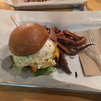Local West - The mighty "Murv" burger with sweet potato fries - Gastropubs Near Me - Cleveland, Ohio