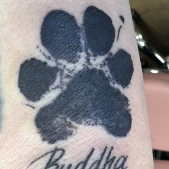 Jurassic Ink Tattoo - Our boy Buddha's paw print, RIP - Tattoo Near Me - Kent, Washington