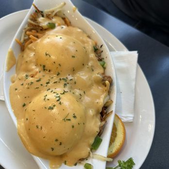 Aubree's Breakfast Place - Chorizo Poutine with soft poached eggs - Breakfast & Brunch Near Me - Prince George, British Columbia