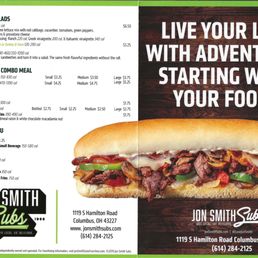 a menu for a sub sandwich