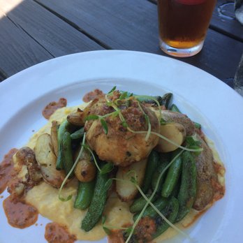Hooked - Crab cakes with green beans, potatoes, and corn puree- loved even by non-seafood people - Seafood Near Me - Ocean City, Maryland Hooked - Crab cakes with green beans, potatoes, and corn puree- loved even by non-seafood people - Seafood Near Me - Ocean City, Maryland