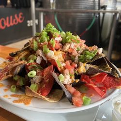 Taps Brewhouse - Loaded nachos with grilled chicken.