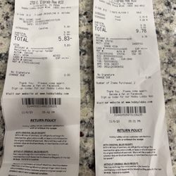 Hobby Lobby - My receipt of food I PURCHASED AND DID NOT STEAL.