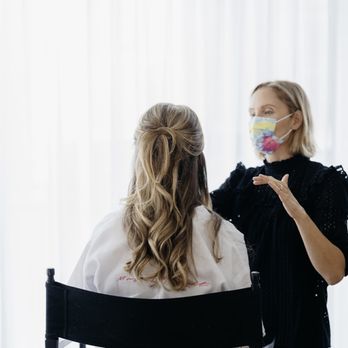 Shiloh the Stylist - A half up bridal hairstyle. - Hair Stylists Near Me - Chicago, Illinois Shiloh the Stylist - A half up bridal hairstyle. - Hair Stylists Near Me - Chicago, Illinois