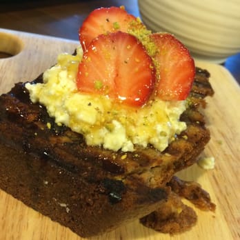 Stanley Street Cafe - Fig & walnut bread with ricotta, honey, pistachios and fresh strawberries. Yum! - Coffee & Tea Near Me - St Ives, NSW Stanley Street Cafe - Fig & walnut bread with ricotta, honey, pistachios and fresh strawberries. Yum! - Coffee & Tea Near Me - St Ives, NSW
