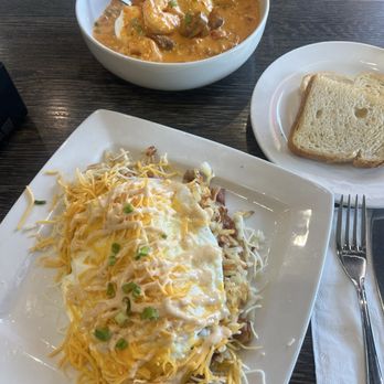 The Pan - The "Original" Loaded Hash Browns Shrimp N' Grits - Breakfast & Brunch Near Me - Santa Ana, California The Pan - The "Original" Loaded Hash Browns Shrimp N' Grits - Breakfast & Brunch Near Me - Santa Ana, California