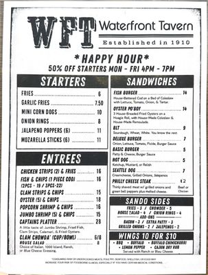 Menu photo 3 Waterfront Tavern Seafood and Bar Bellingham Bellingham, WA Menu photo 3 Waterfront Tavern Seafood and Bar Bellingham Bellingham, WA