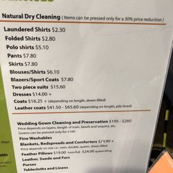 Natural Cleaners - Price list - not to be trusted.